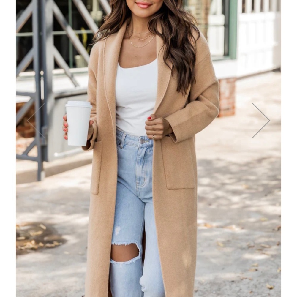 GO WHERE YOU CHOOSE TAN LONG CARDIGAN